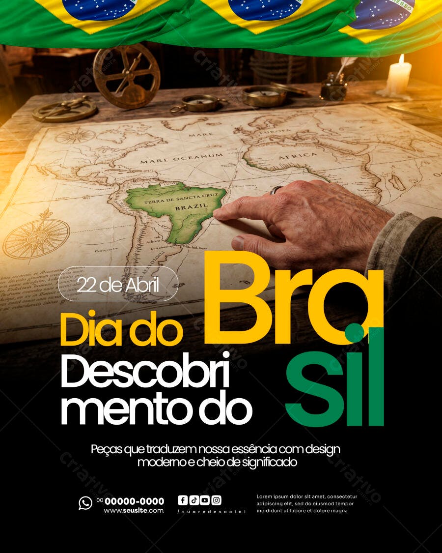 Post Dia do Descobrimento do Brasil 22 de Abril PSD Editável