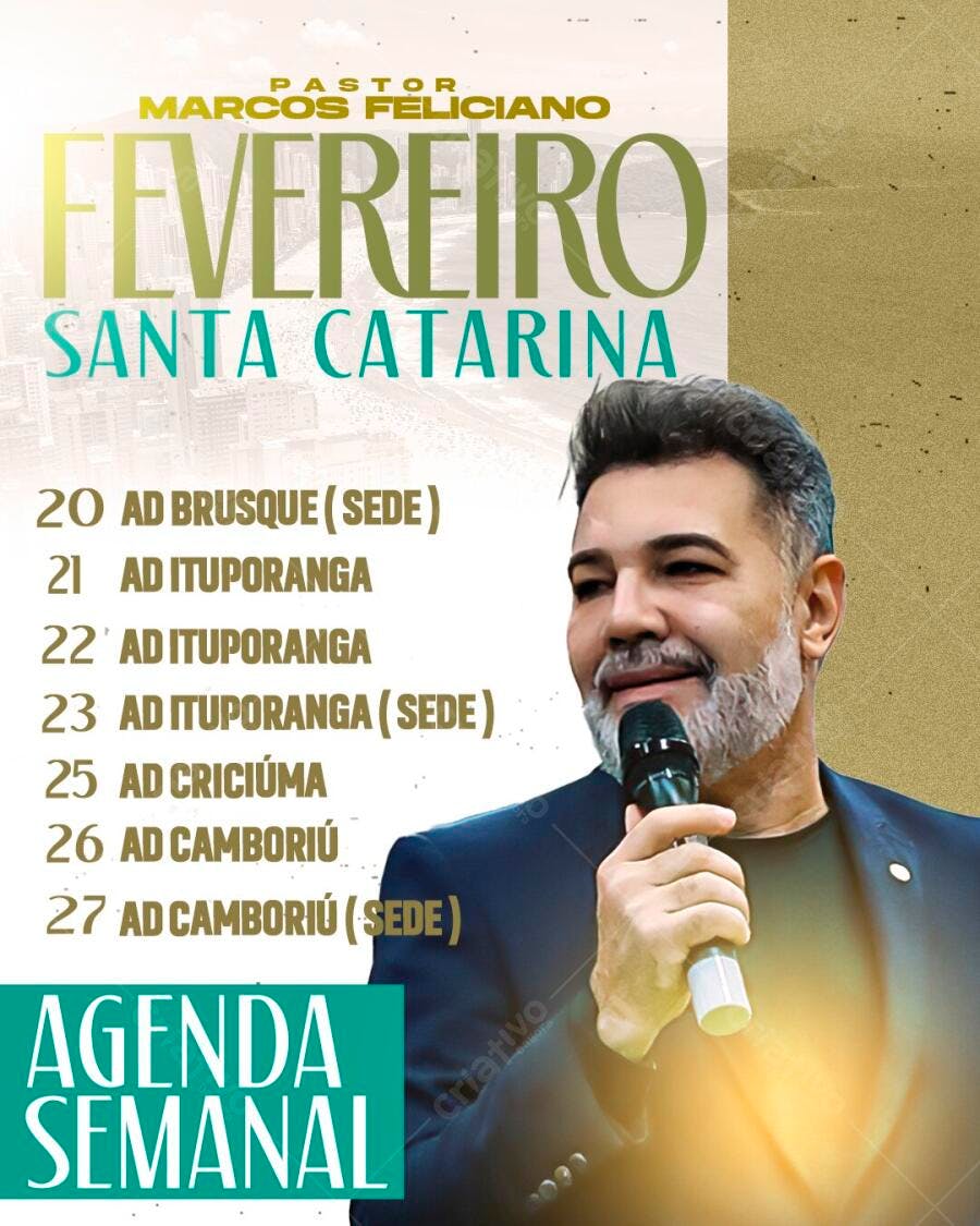 Post Instagram Agenda Semanal Evento Religioso PSD Editável