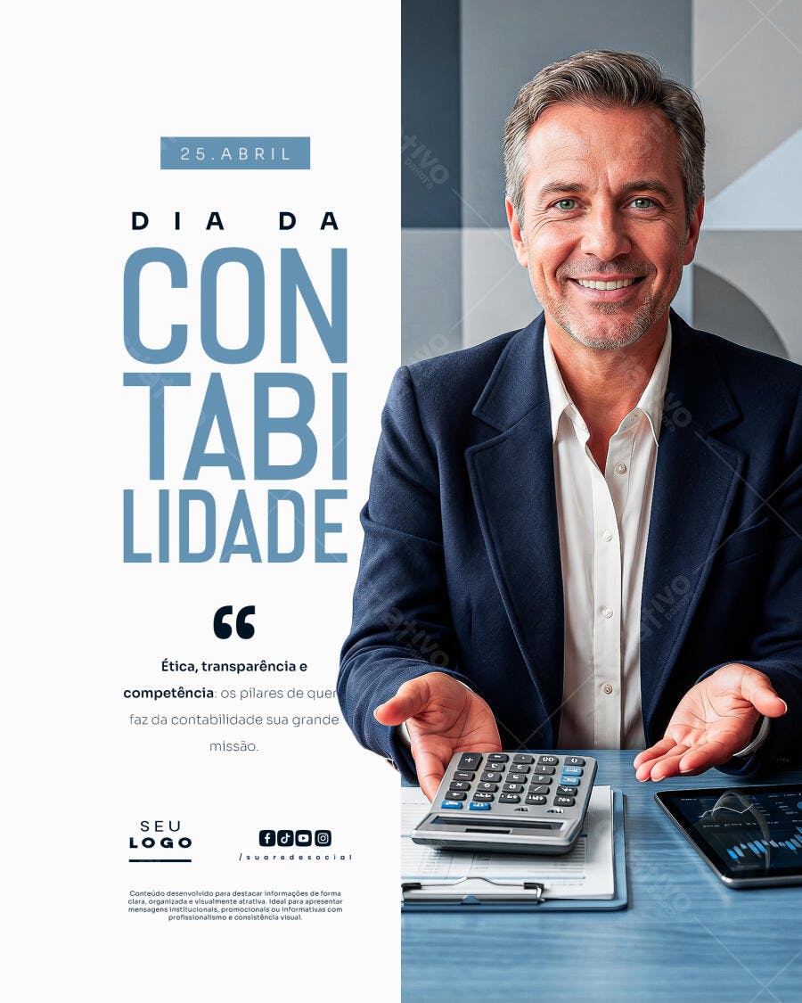 Post Instagram Dia da Contabilidade 25 de Abril PSD Editável