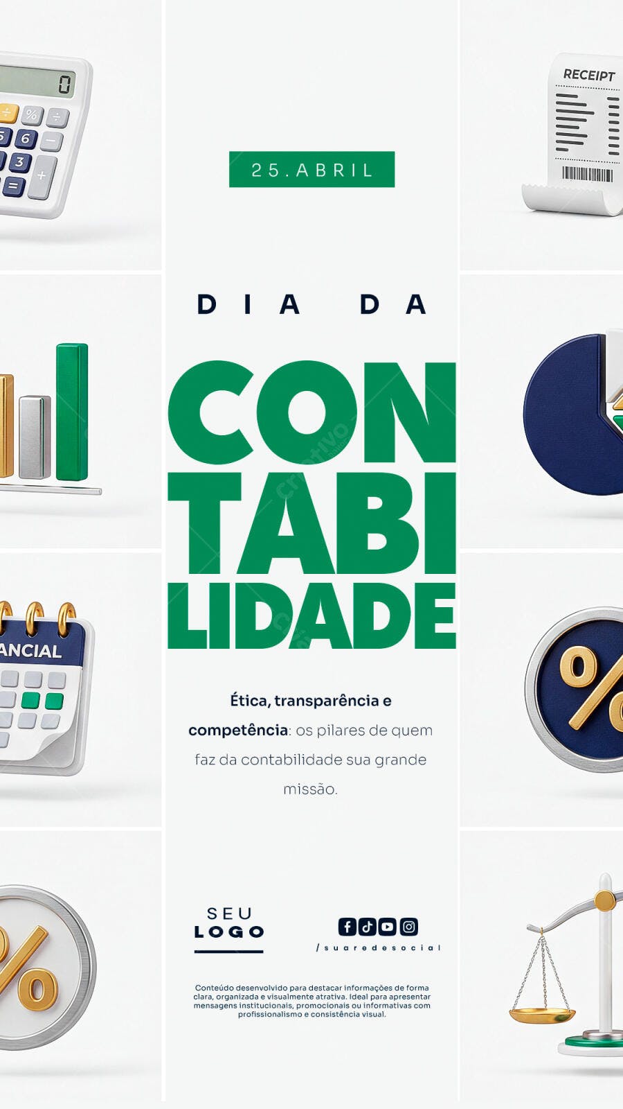 Post Instagram Dia da Contabilidade 25 de Abril PSD Editável