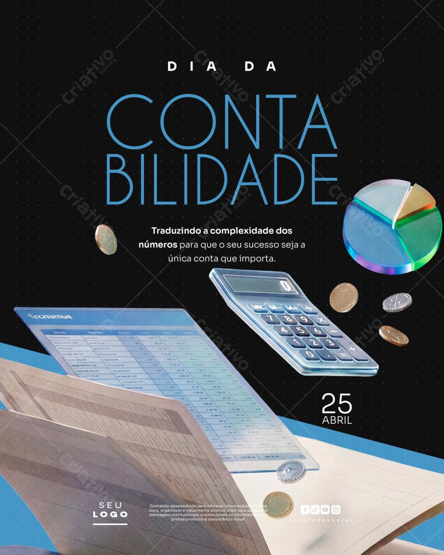 Post Instagram Dia da Contabilidade 25 de Abril PSD Editável