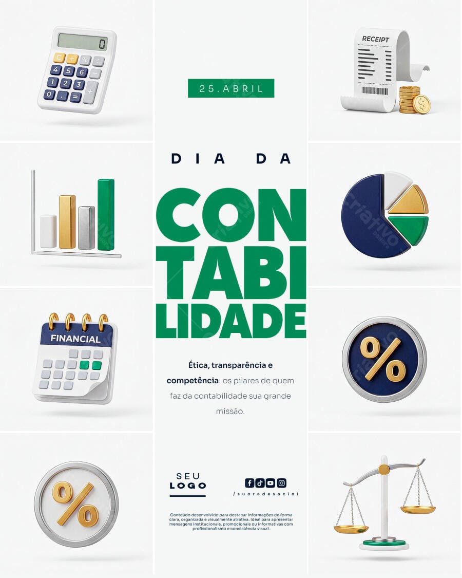 Post Instagram Dia da Contabilidade 25 de Abril PSD Editável