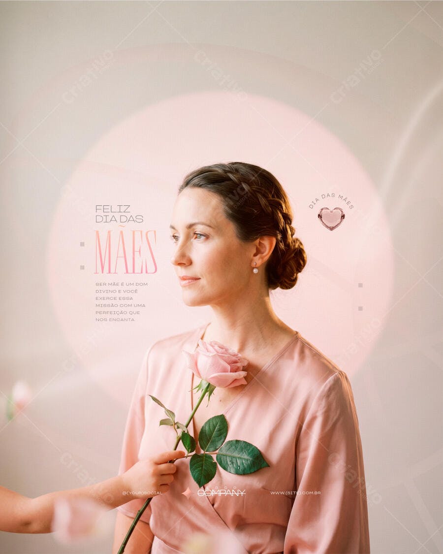 Post Instagram Dia das Mães Floral Rosa PSD Editável