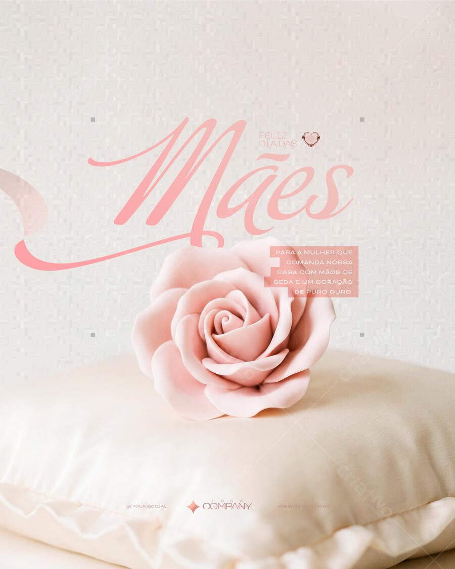 Post Instagram Dia das Mães Rosa Elegante PSD Editável