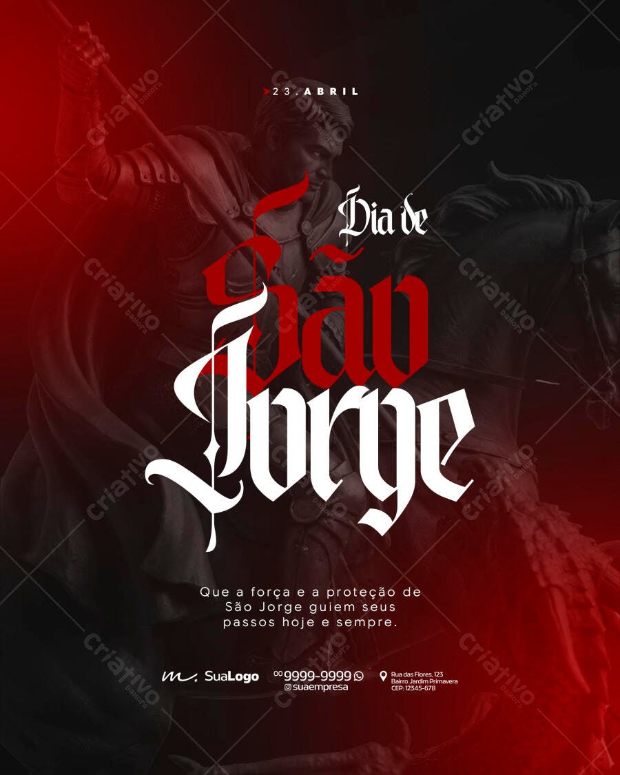 Post Instagram Dia de São Jorge 23 de Abril PSD Editável