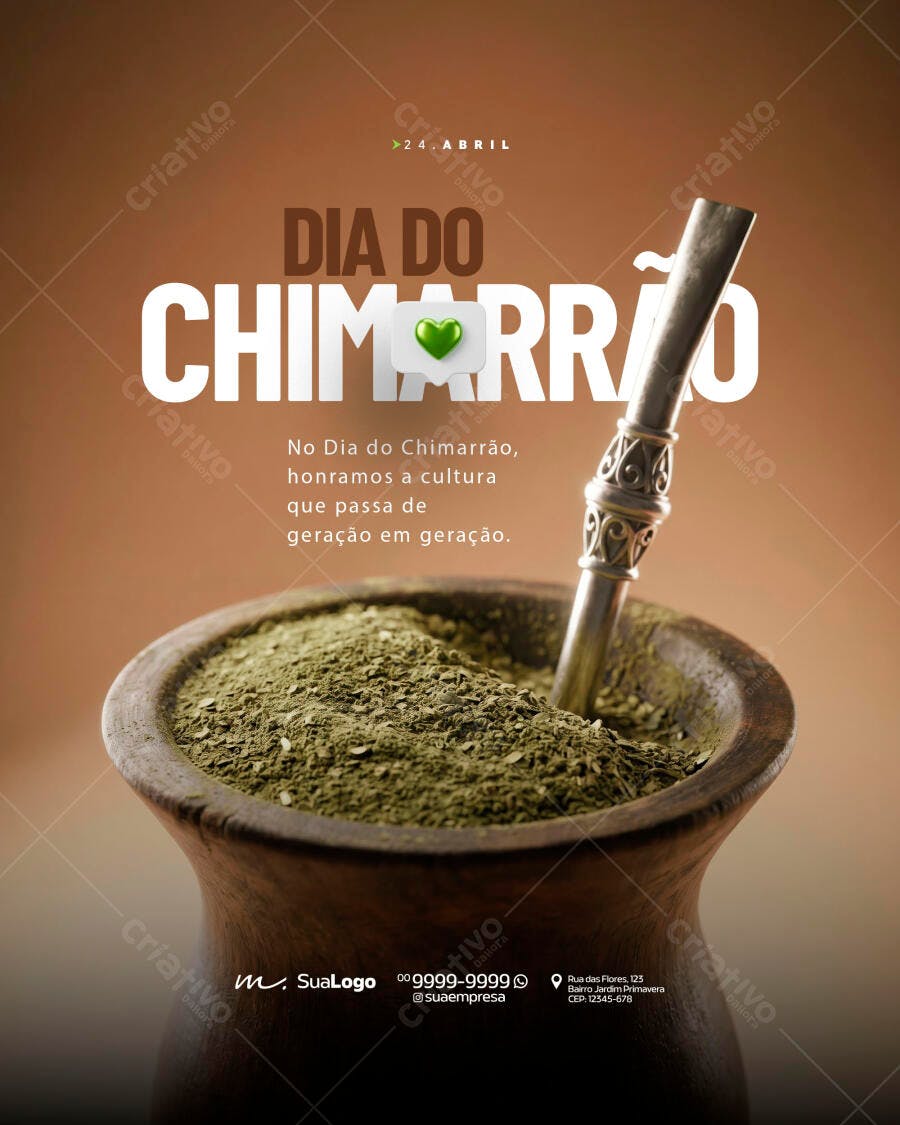 Post Instagram Dia do Chimarrão 24 Abril PSD Editável