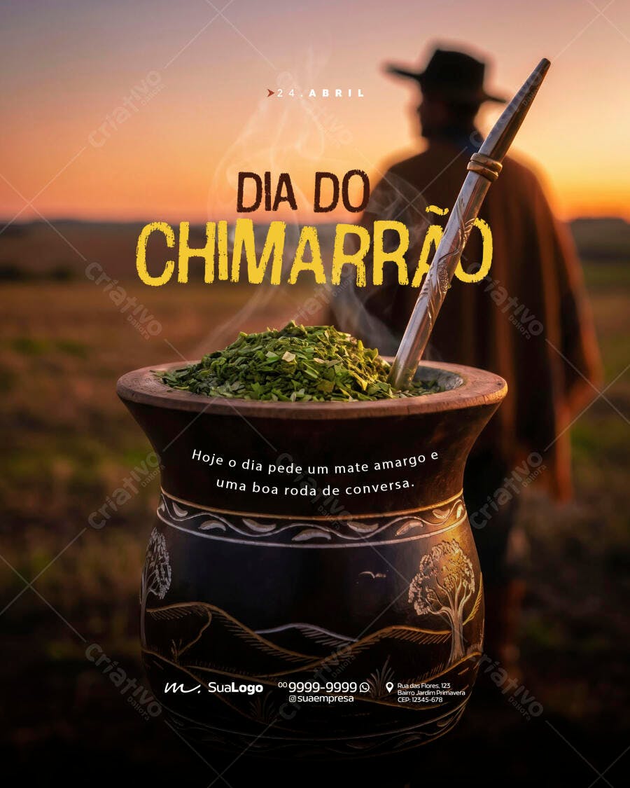 Post Instagram Dia do Chimarrão 24 de Abril PSD Editável