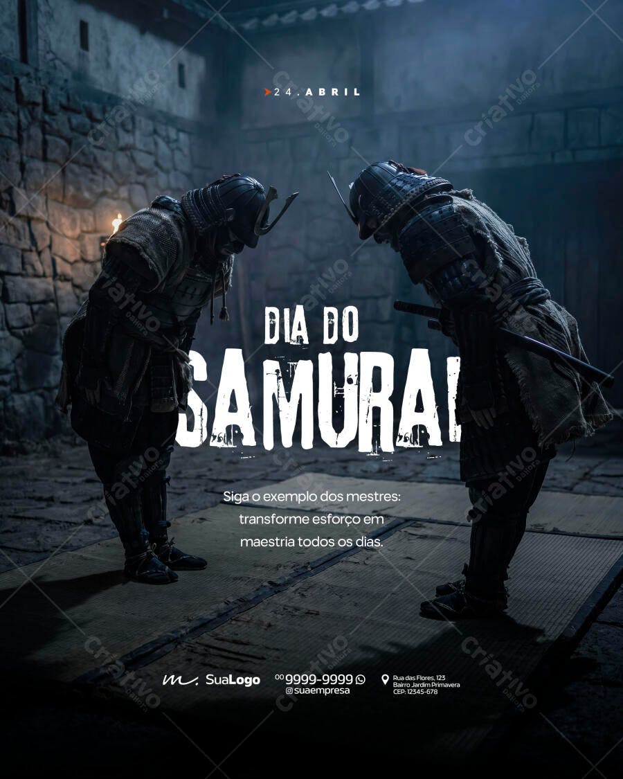 Post Instagram Dia do Samurai 24 de Abril PSD Editável