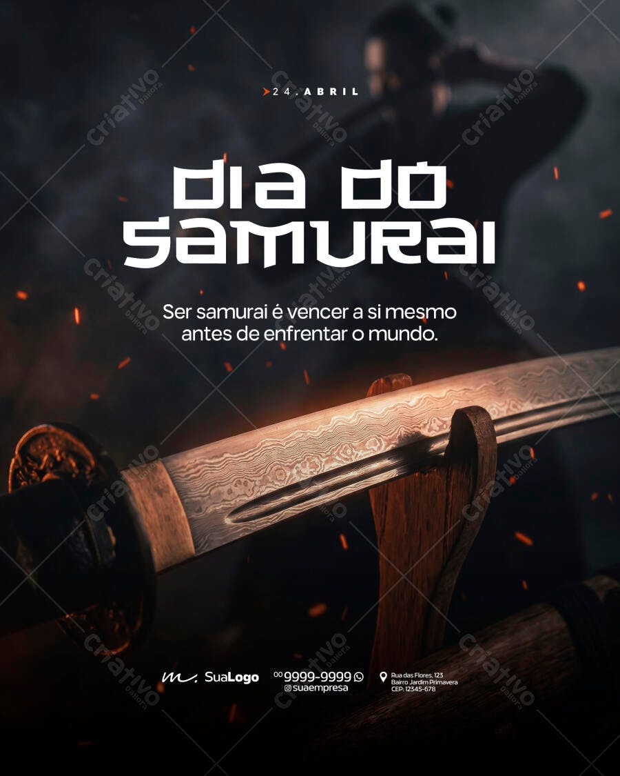 Post Instagram Dia do Samurai 24 de Abril PSD Editável