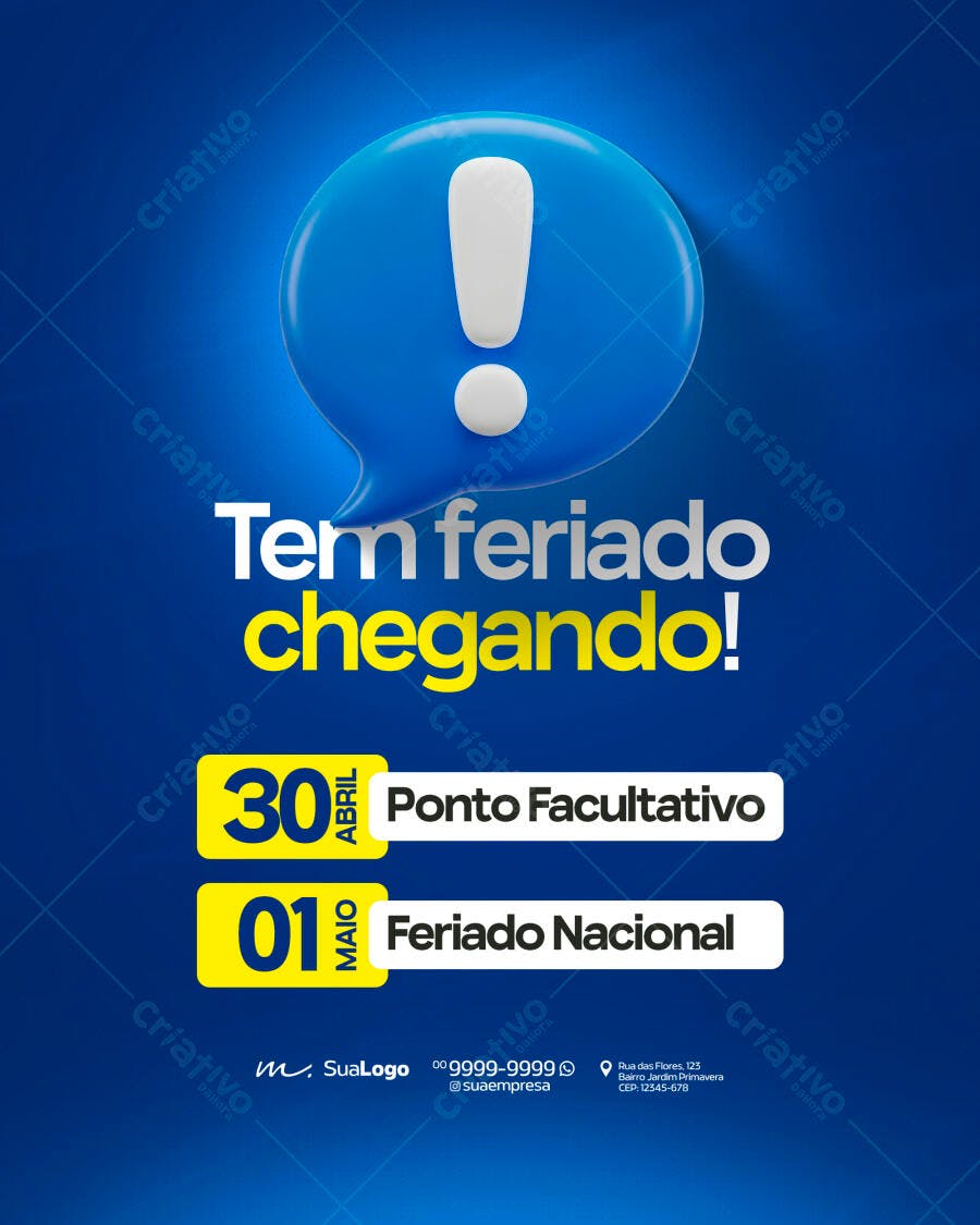 Post Instagram Feriado Nacional 1 de Maio PSD Editável