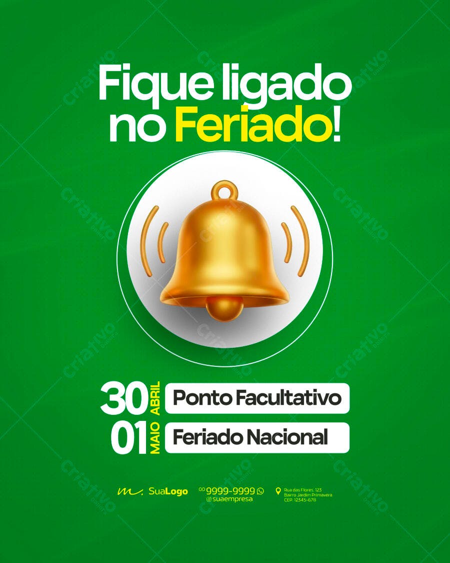 Post Instagram Feriado Nacional 1 de Maio PSD Editável