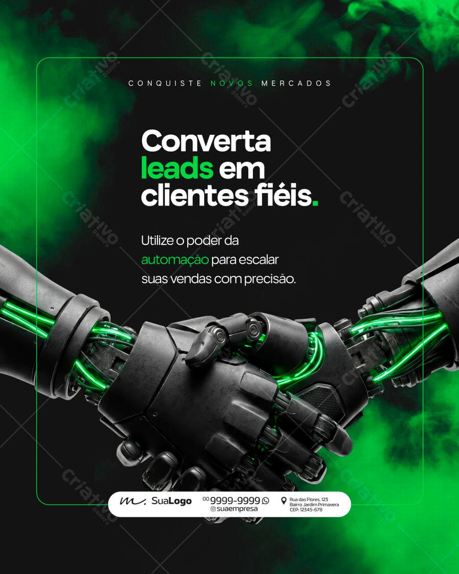 Post Instagram Marketing Digital Automação PSD Editável