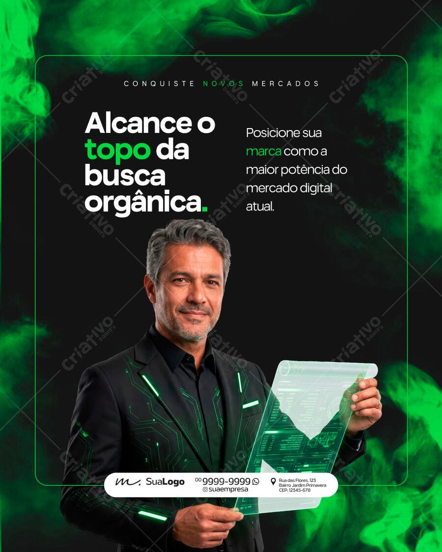 Post Instagram Marketing Digital SEO Agência PSD Editável