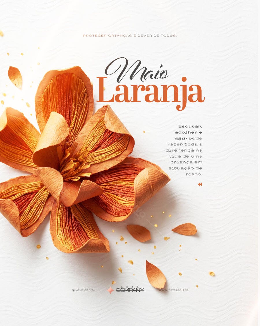 Post Maio Laranja Campanha Conscientização PSD Editável