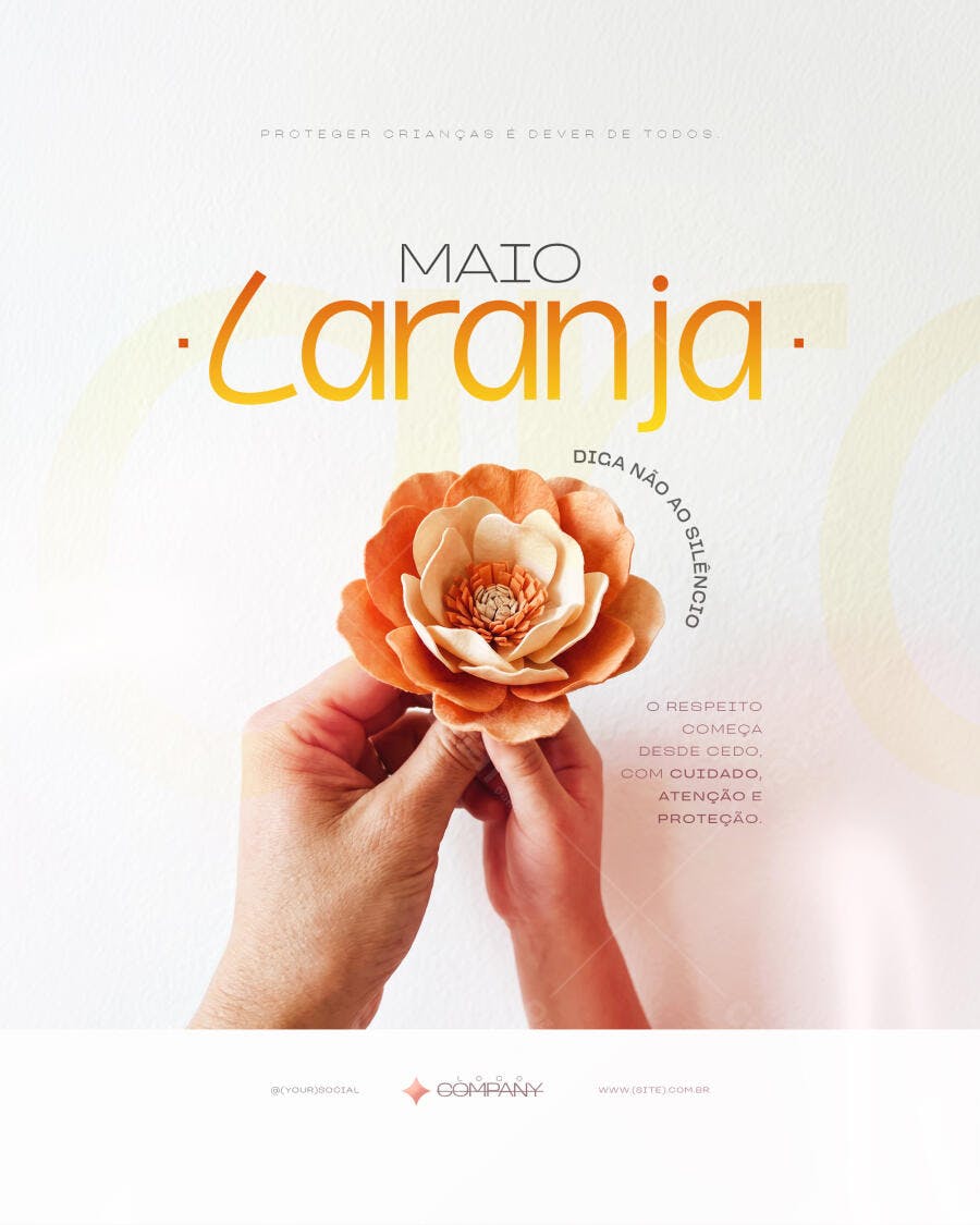 Post Maio Laranja Proteção Infantil PSD Editável