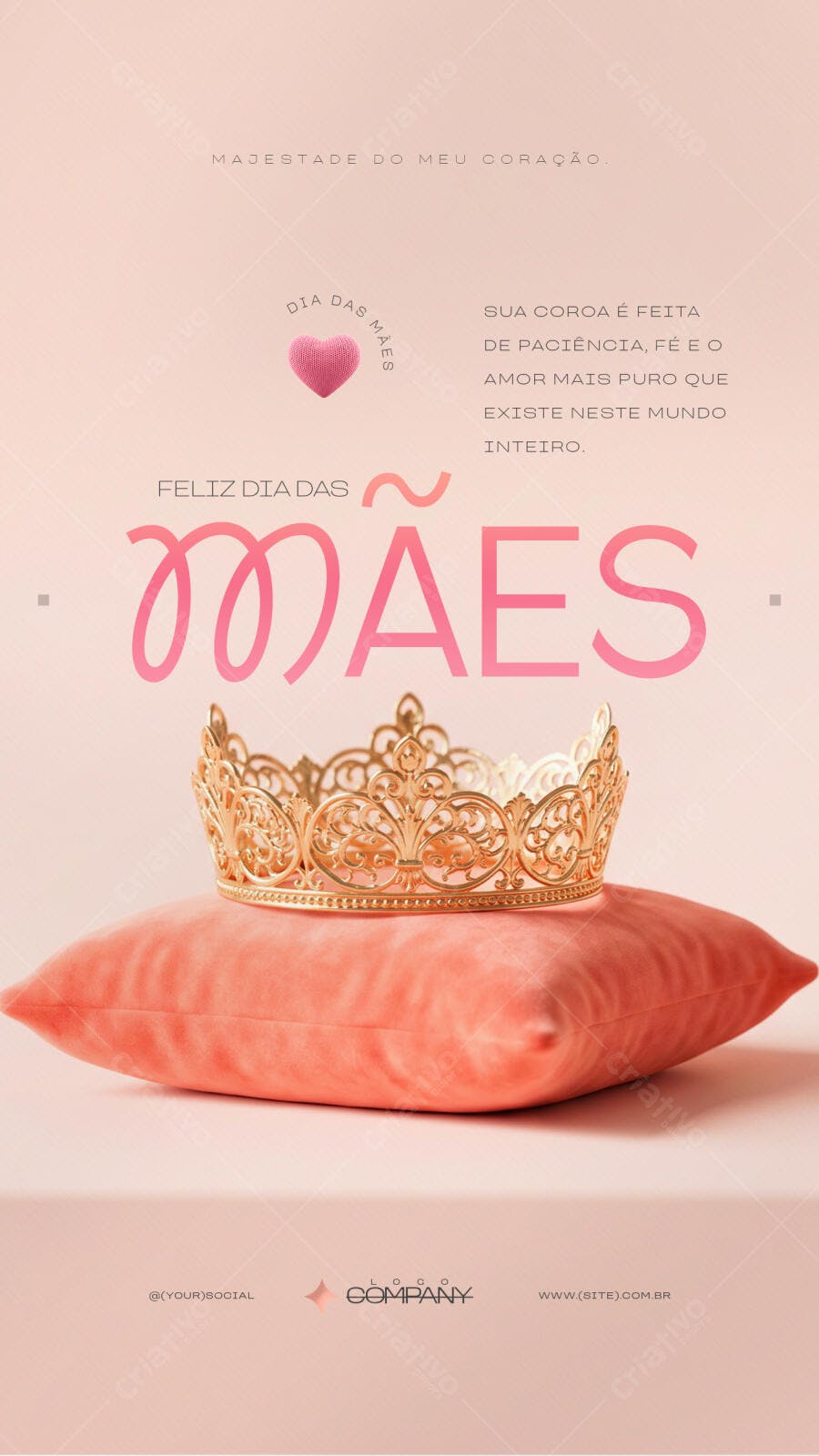 Story Dia das Mães Coroa Dourada Rosa PSD Editável