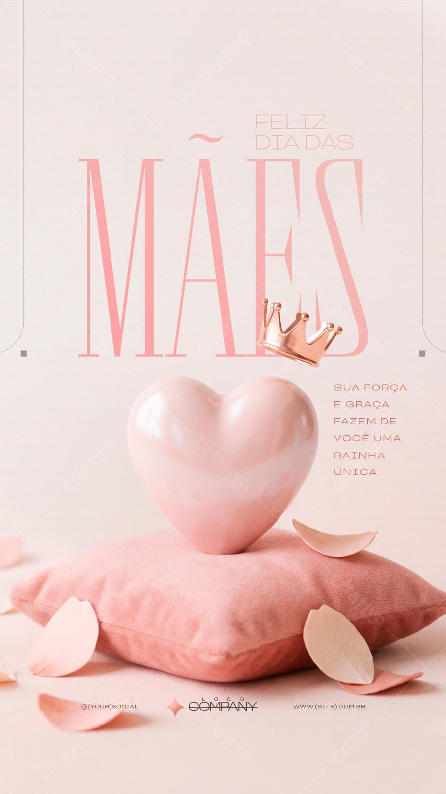 Story Dia das Mães Coroa Rosa PSD Editável