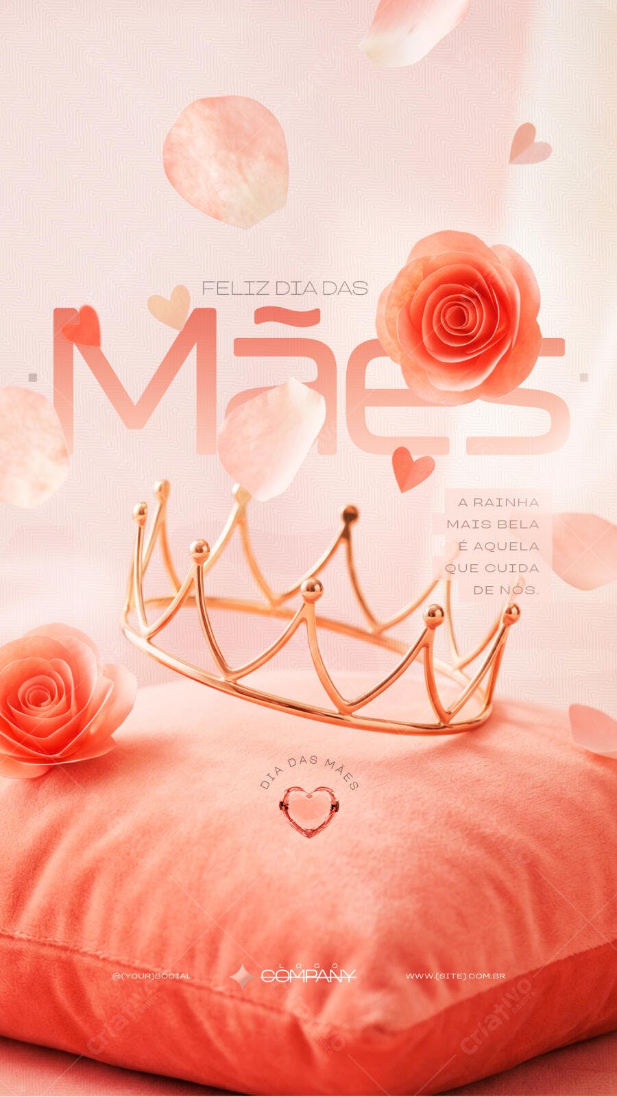 Story Dia das Mães Coroa Rosas PSD Editável