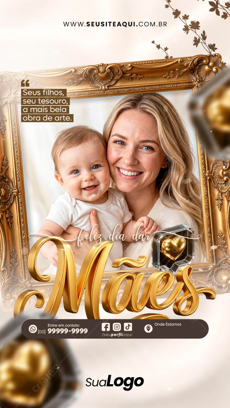 Story Dia das Mães Dourado Elegante PSD Editável