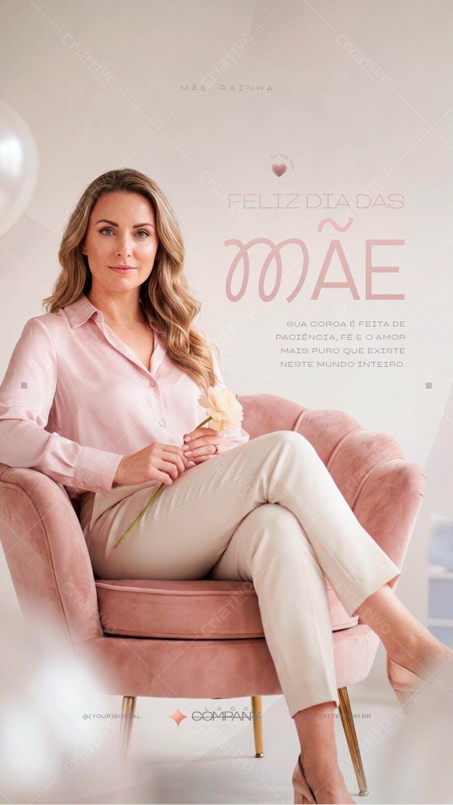 Story Dia das Mães Minimalista Rosa PSD Editável