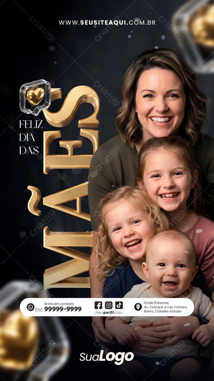 Story Dia das Mães Moderno Dourado PSD Editável