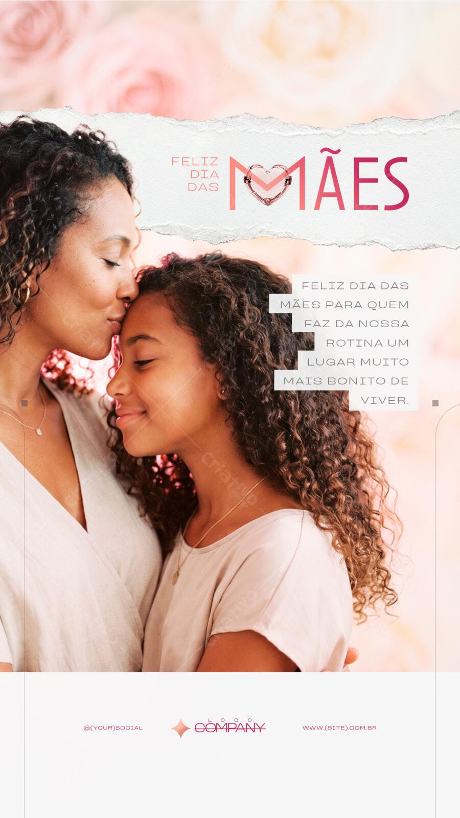 Story Dia das Mães Rosas Delicadas PSD Editável