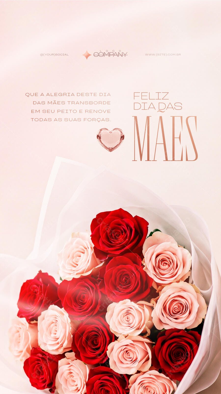 Story Dia das Mães Rosas Vermelhas e Rosadas PSD Editável