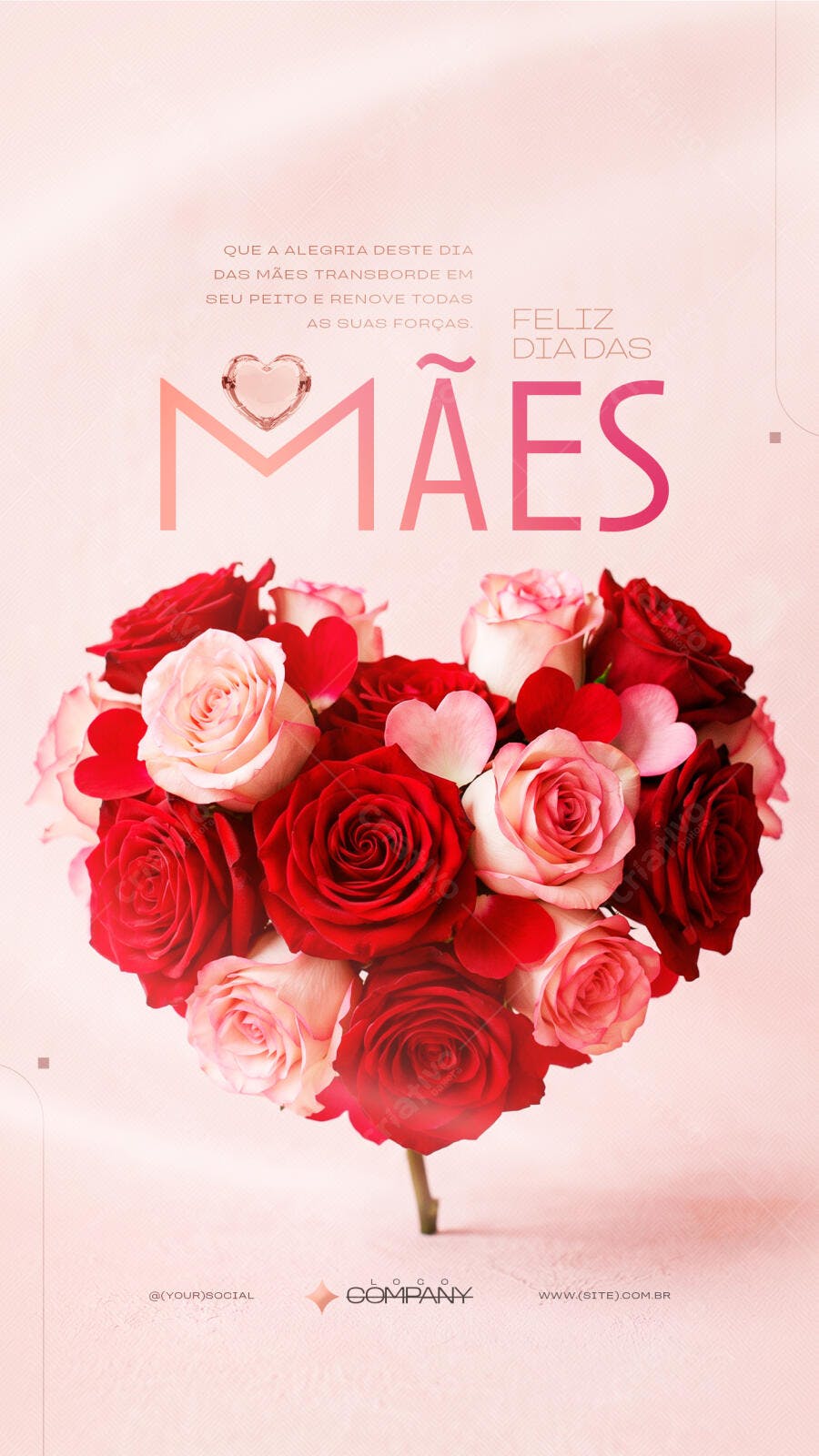 Story Dia das Mães Rosas Vermelhas e Rosas PSD Editável