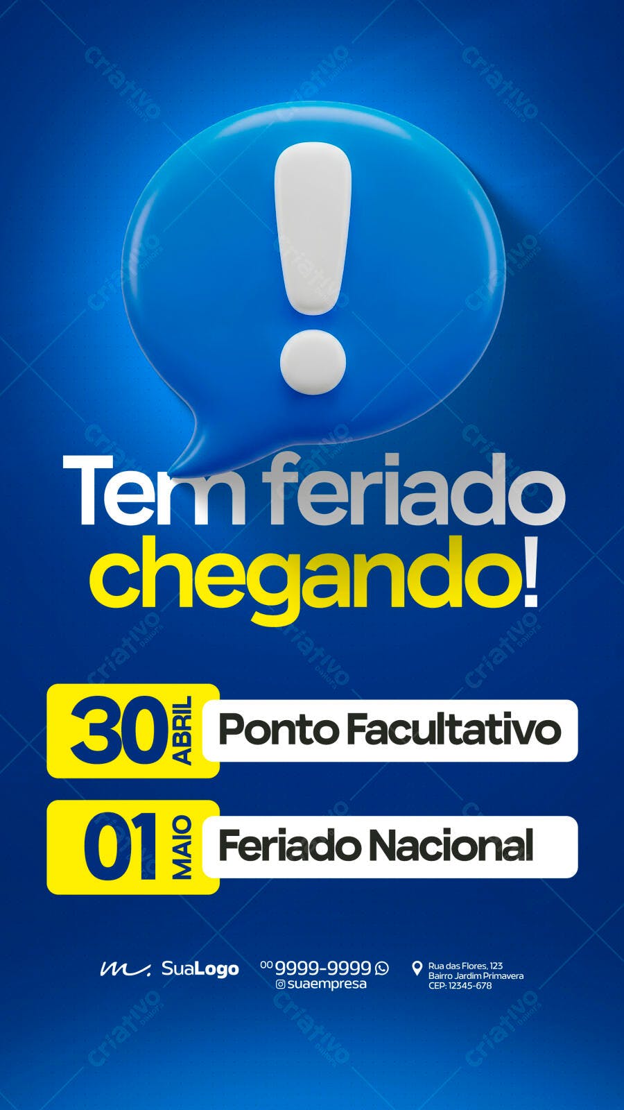Story Feriado 1 de Maio Dia do Trabalho PSD Editável