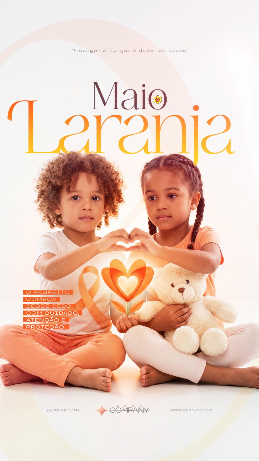 Story Instagram Maio Laranja Conscientização Infantil PSD Editável