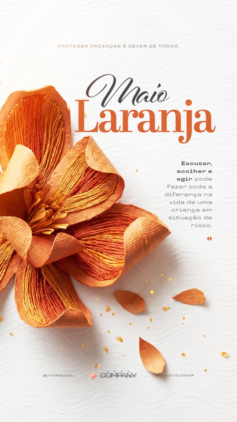 Story Maio Laranja Proteção Crianças PSD Editável