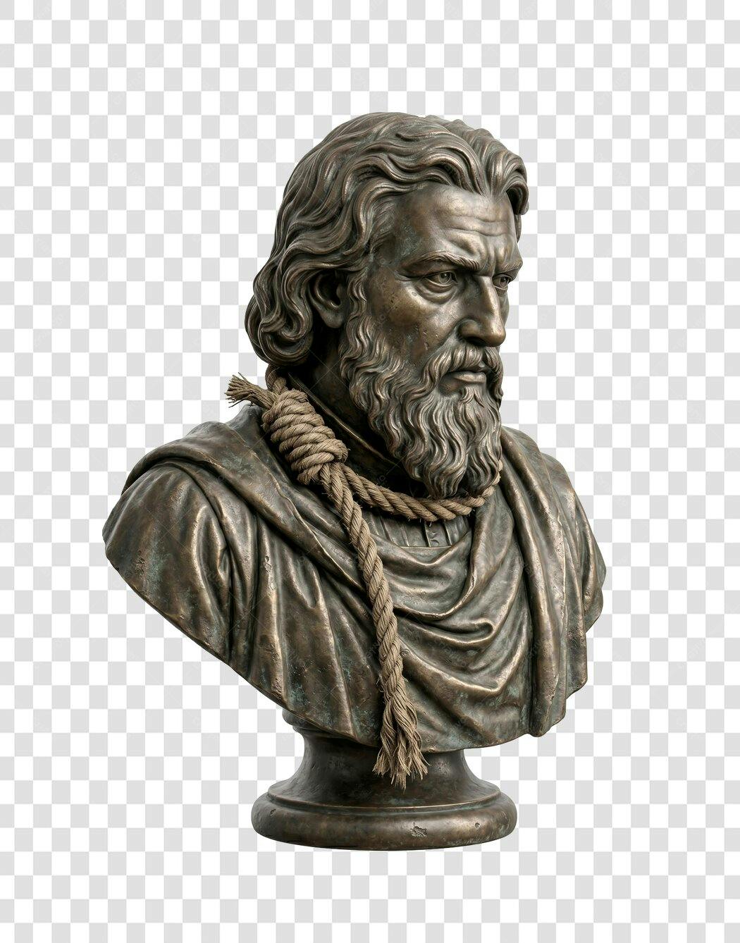 Elemento 3D Busto Antigo Corda Enforcado PNG Fundo Transparente