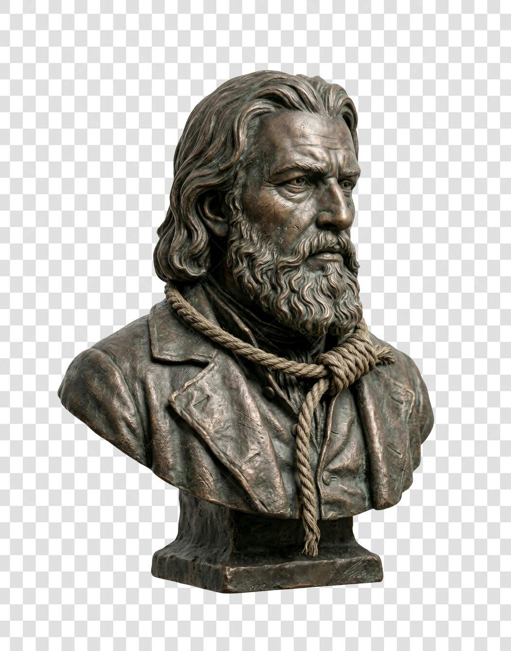 Elemento 3D Busto Escultura Bronze Histórico PNG Fundo Transparente