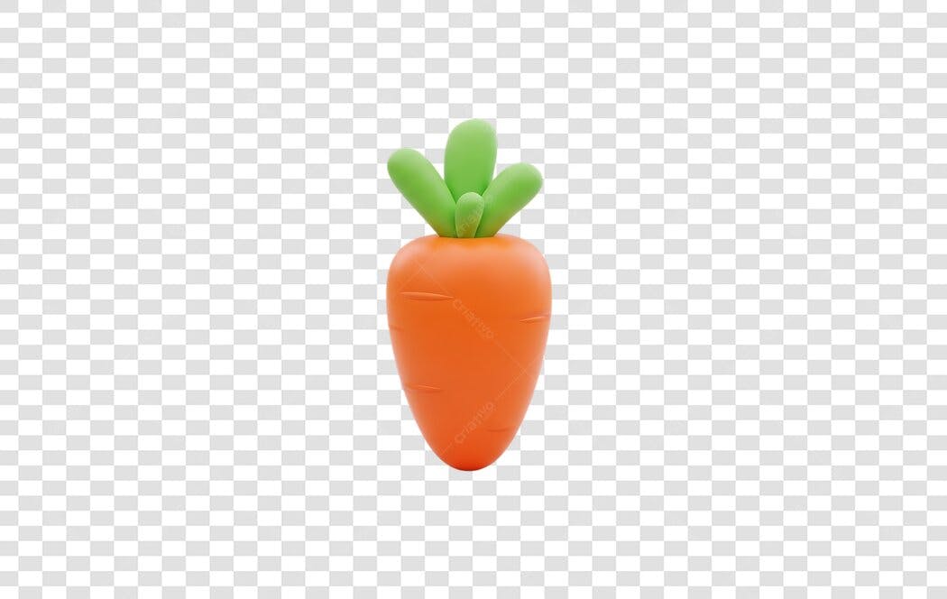 Elemento 3D Cenoura Laranja Vegetal PNG Fundo Transparente
