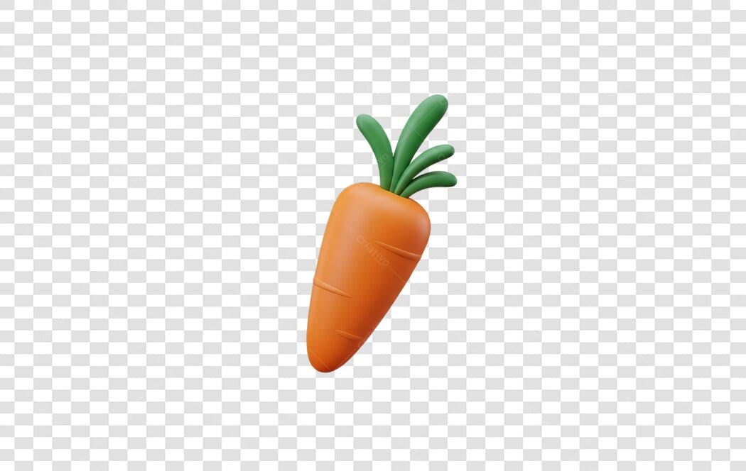 Elemento 3D Cenoura Laranja Vegetal PNG Fundo Transparente