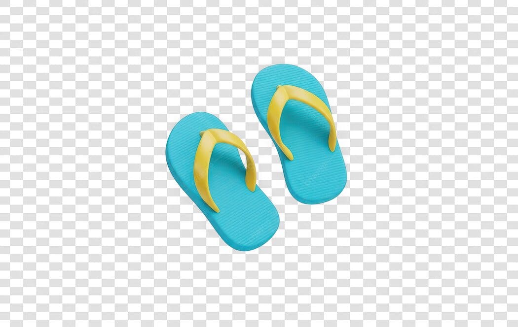 Elemento 3D Chinelos Azuis Verão Praia PNG Fundo Transparente