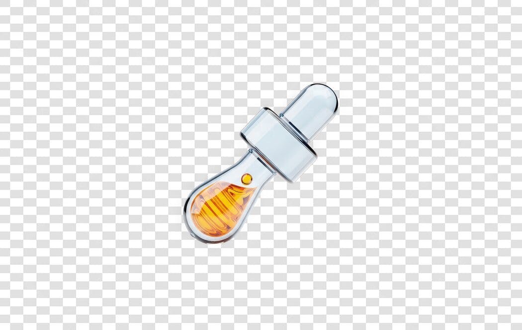 Elemento 3D Conta-Gotas Líquido Dourado PNG Fundo Transparente