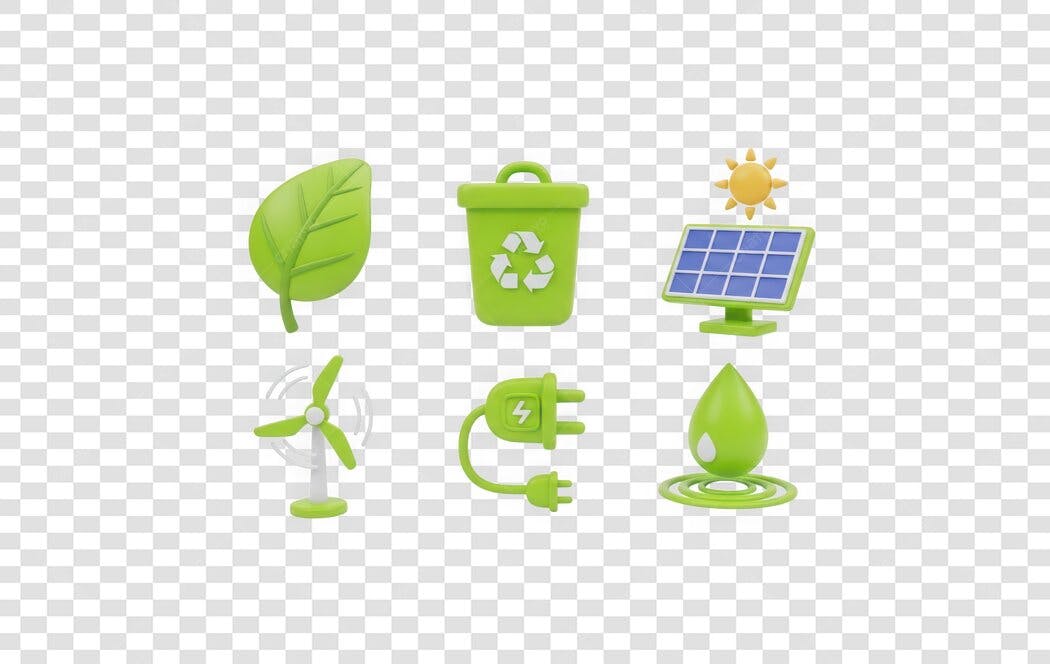 Elemento 3D Ecologia Sustentabilidade Meio Ambiente PNG Fundo Transparente