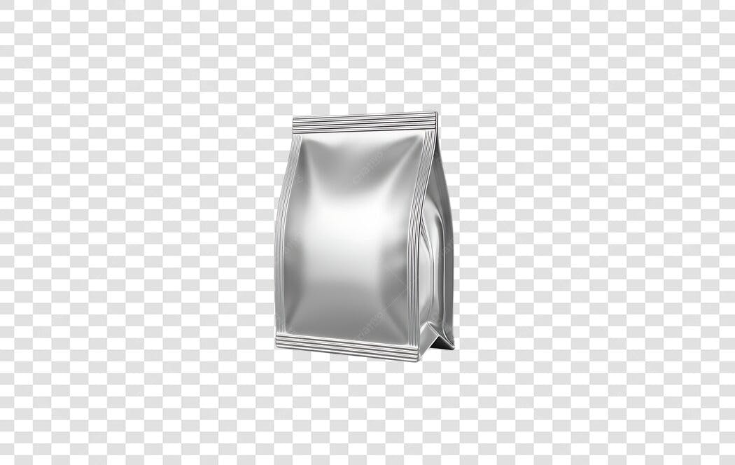 Elemento 3D Embalagem Prata Metalizada Mockup PNG Fundo Transparente