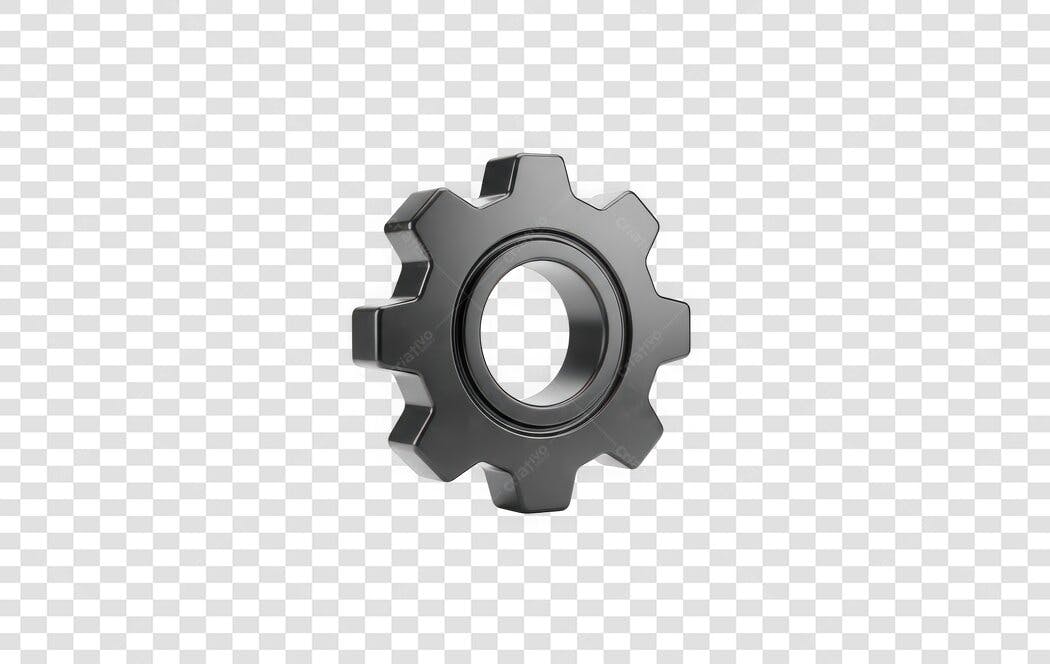 Elemento 3D Engrenagem Cinza Configurações PNG Fundo Transparente