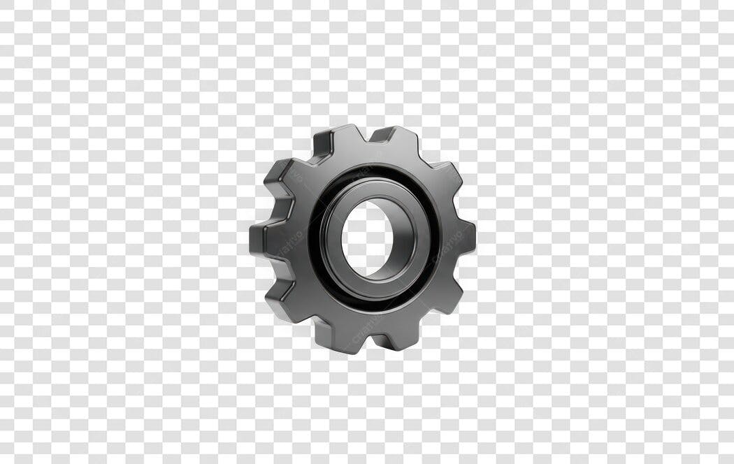 Elemento 3D Engrenagem Cinza Mecânica PNG Fundo Transparente