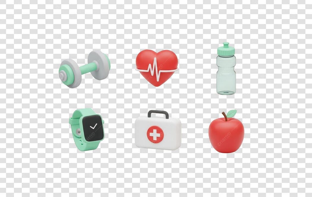 Elemento 3D Fitness Saúde Academia PNG Fundo Transparente