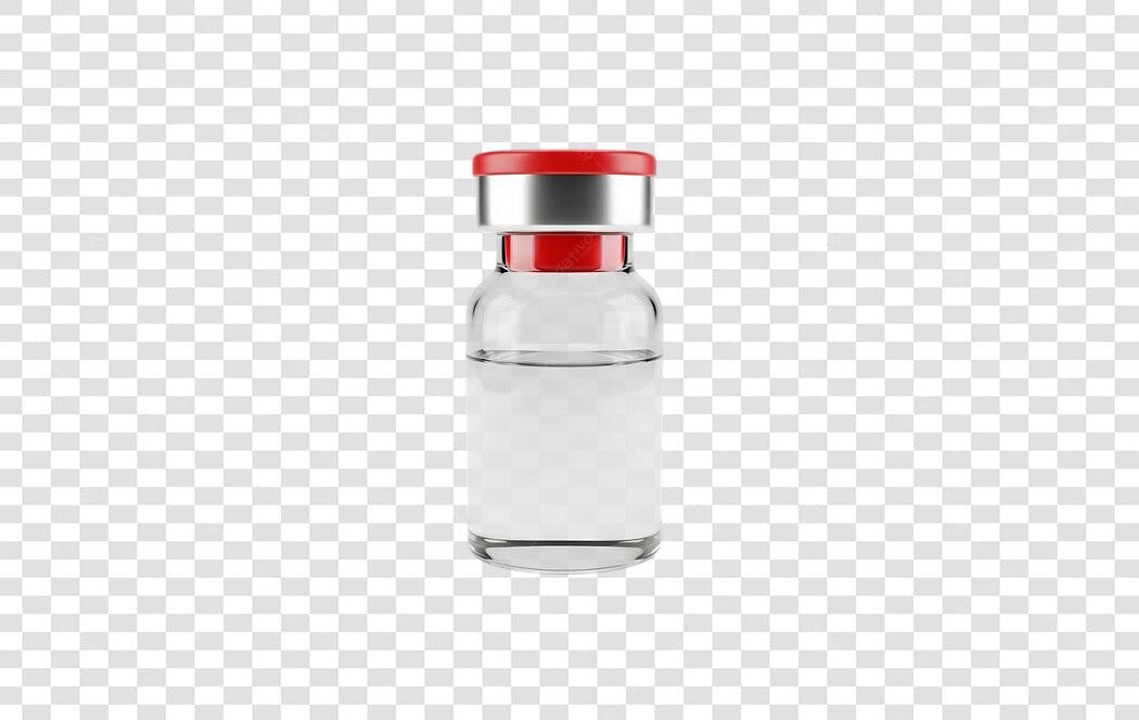 Elemento 3D Frasco Vacina Remédio Vermelho PNG Fundo Transparente