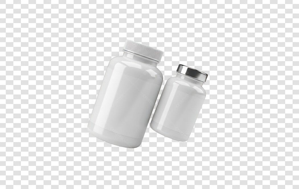 Elemento 3D Frascos Brancos Suplementos PNG Fundo Transparente