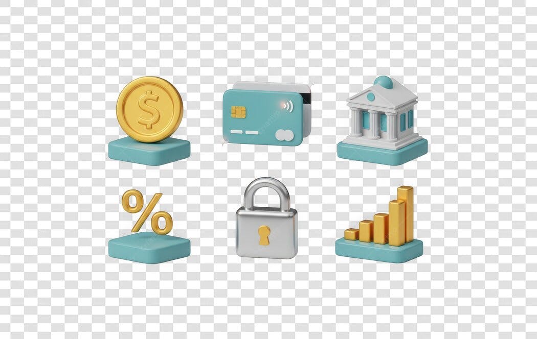 Elemento 3D Ícones Finanças Negócios PNG Fundo Transparente
