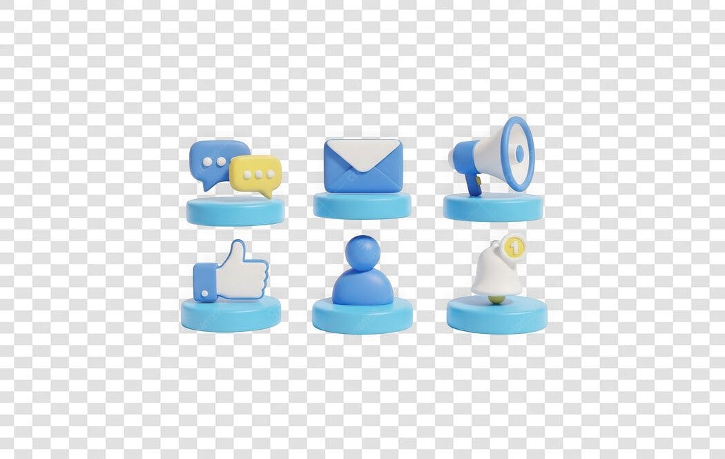 Elemento 3D Ícones Redes Sociais Marketing Digital PNG Fundo Transparente