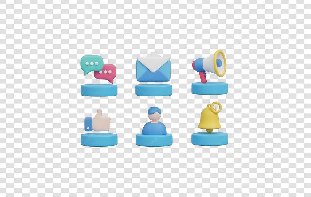 Elemento 3D Ícones Redes Sociais Marketing Digital PNG Fundo Transparente