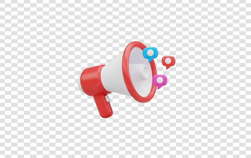 Elemento 3D Megafone Marketing Digital PNG Fundo Transparente