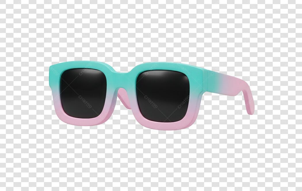Elemento 3D Óculos de Sol Verão Degradê PNG Fundo Transparente