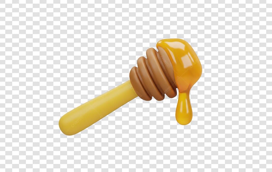 Elemento 3D Pegador de Mel Amarelo Marrom PNG Fundo Transparente